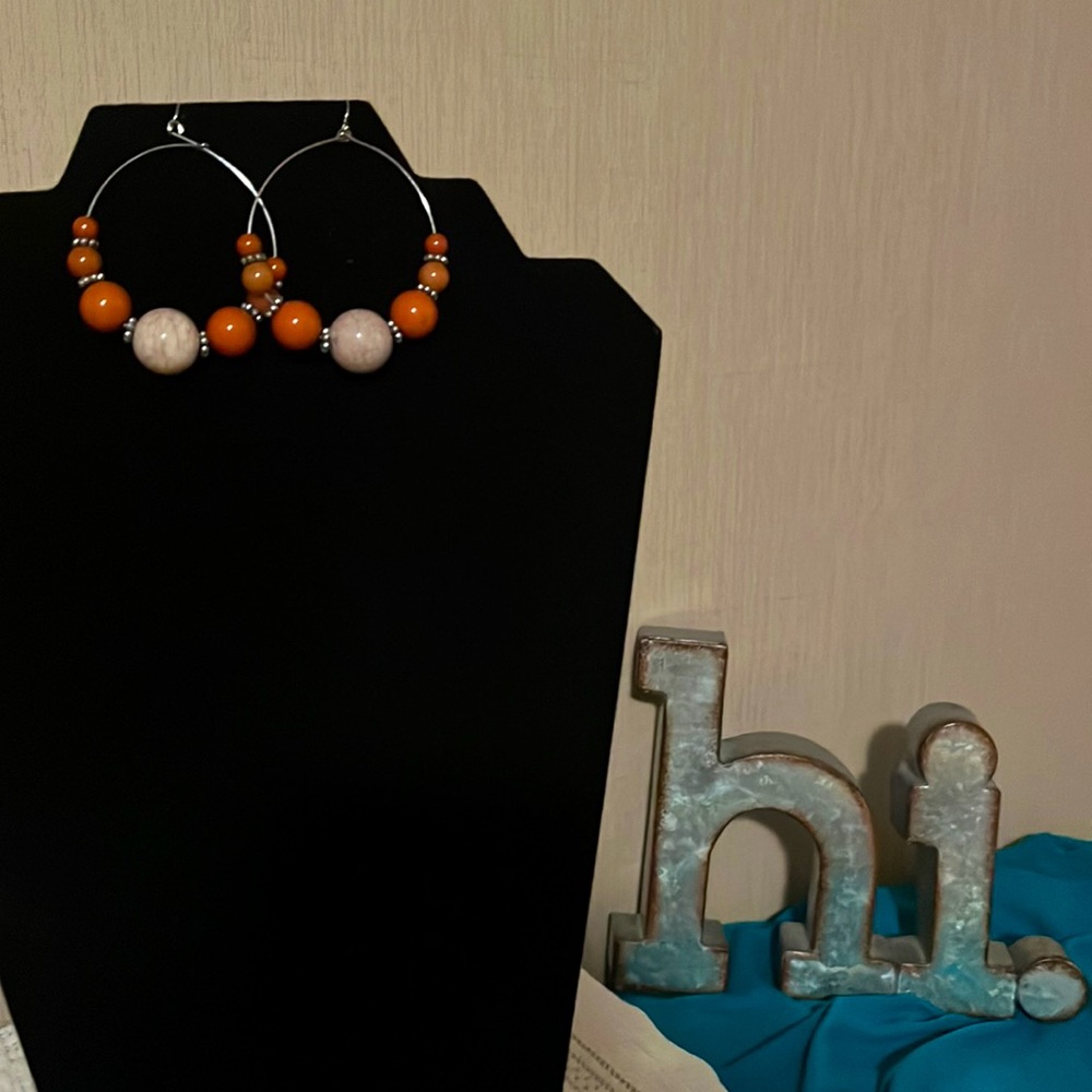 🌻3 for$15🌻 Boho rust & beige hoop earrings